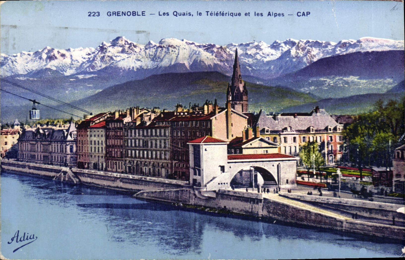CPA Grenoble Les Quais Le Teleferique Et Les Alpes