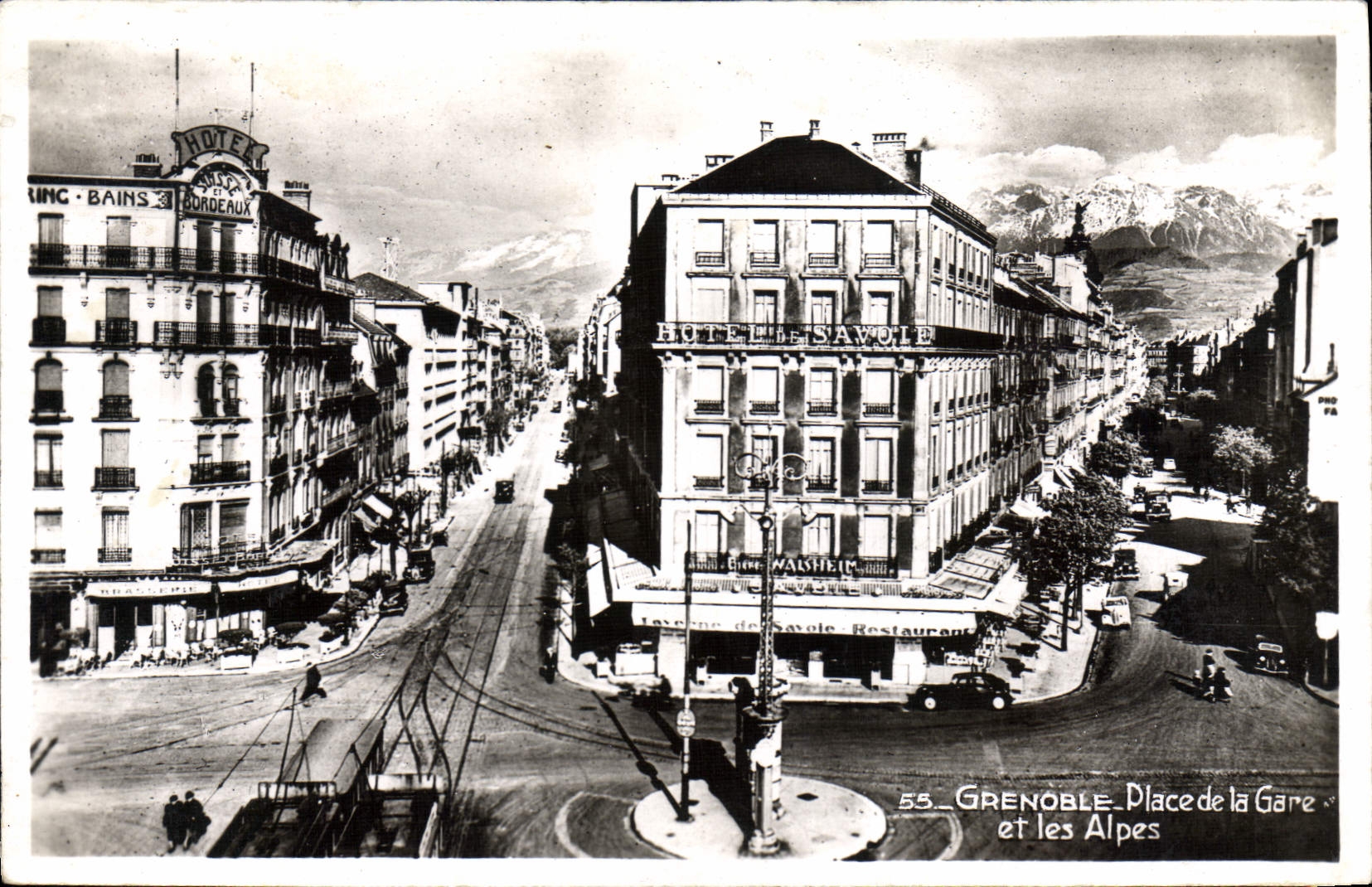 CPA Grenoble Place De La Gare Et Les Alpes