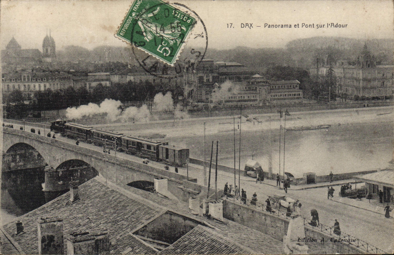 CPA Dax Panorama Et Pont Sur I'Adour train locomotive à vapeur