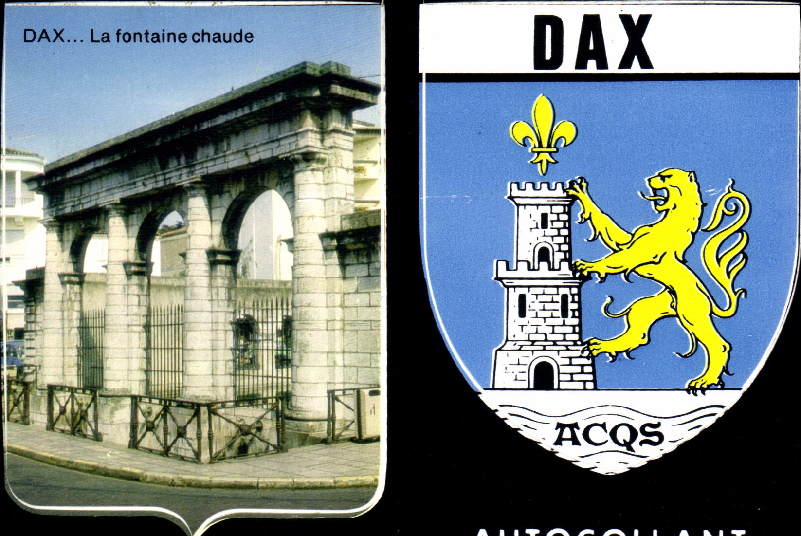 CPSM Dax la fonatine chaude blason autocollant