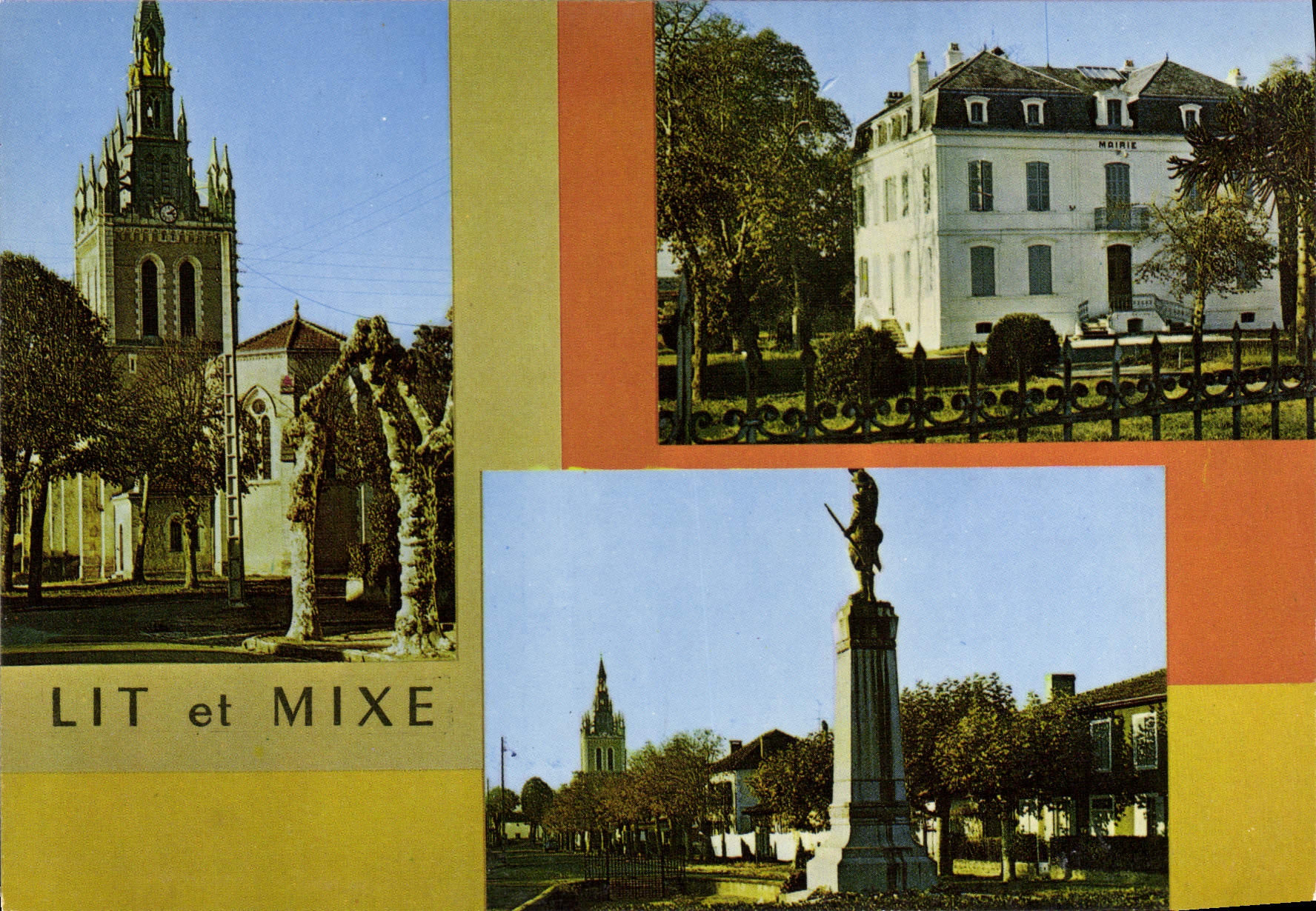 CPSM Lit Et Mixte L'Eglise L'Hotel De Ville