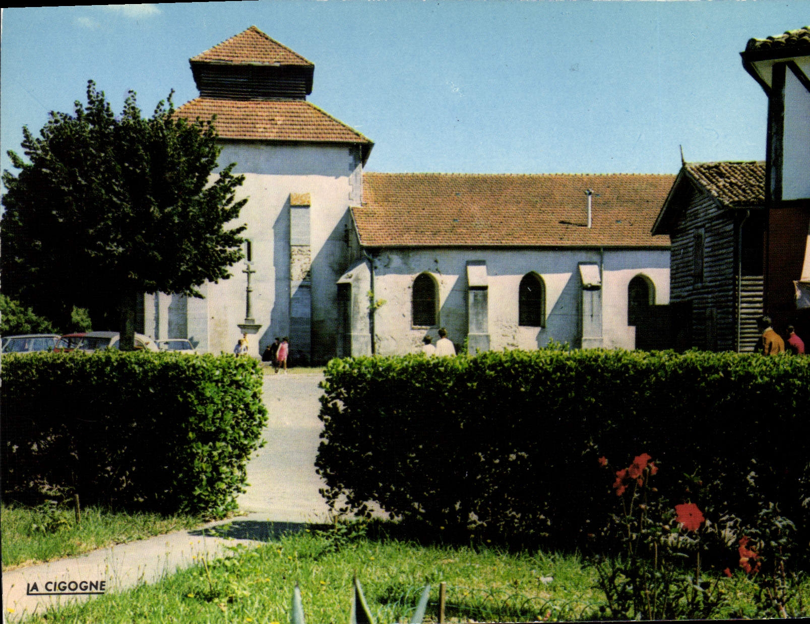 CPSM Mezos Vue Partielle Du Bourg Son Eglise