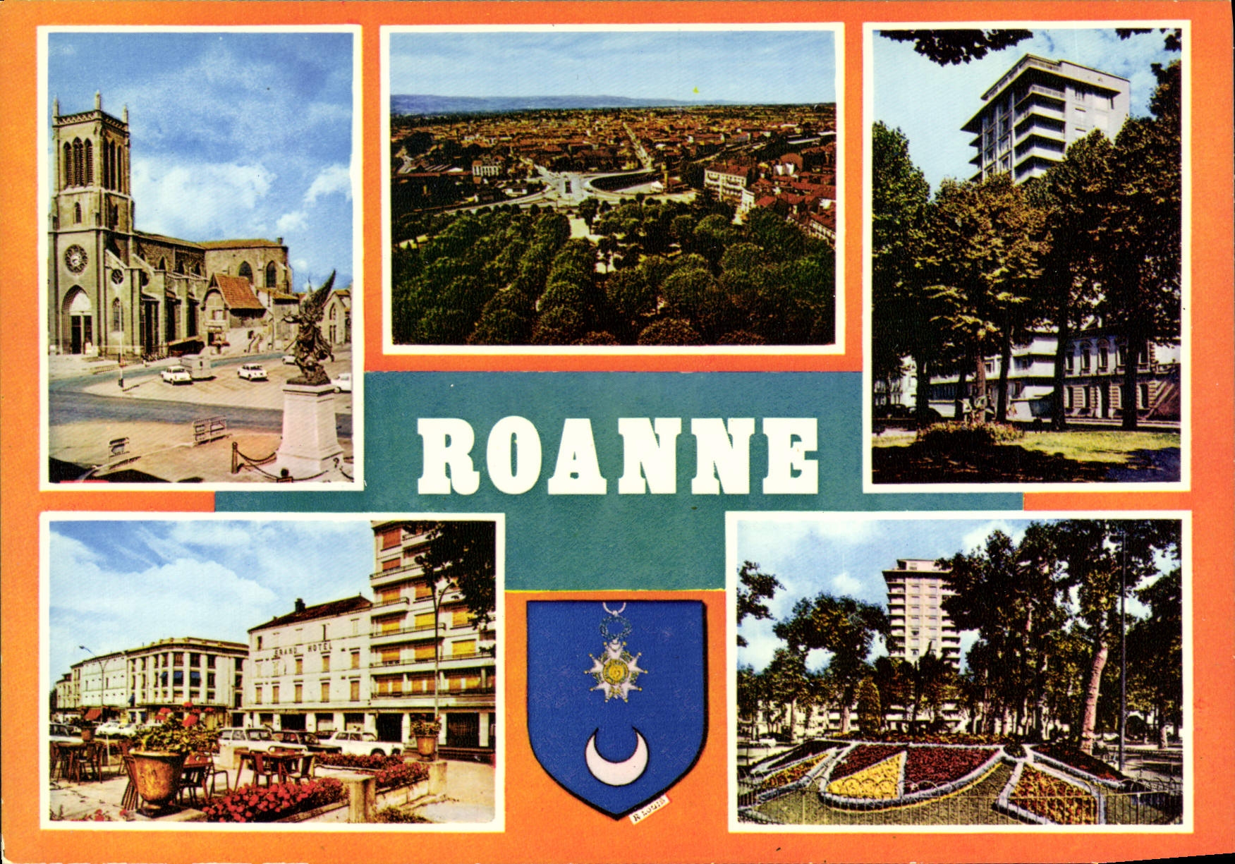 CPSM Roanne L'Eglise Saint Etienne Pont des Promenades et faubourg Mulsant Le Gratte Ciel