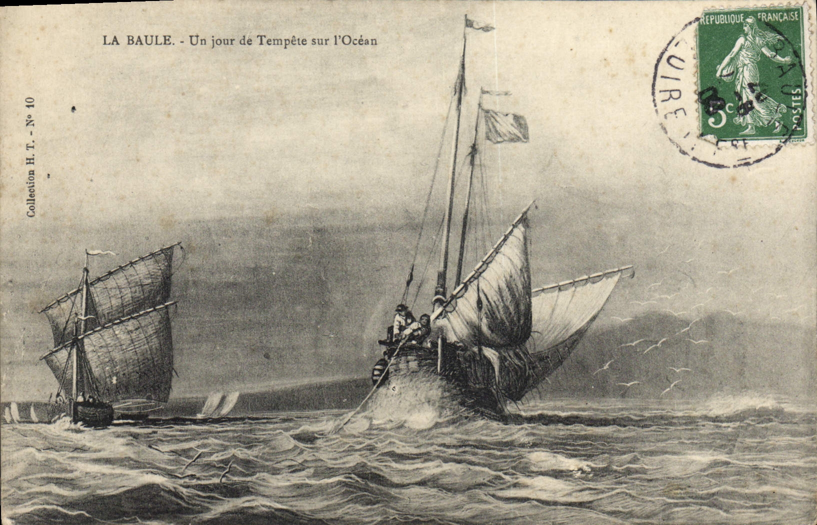 CPA La Baule Un jour de Tempete sur l'Ocean