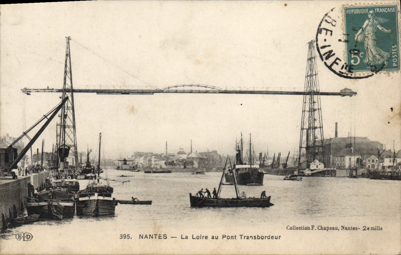 CPA Nantes La Loire au Pont Transbordeur