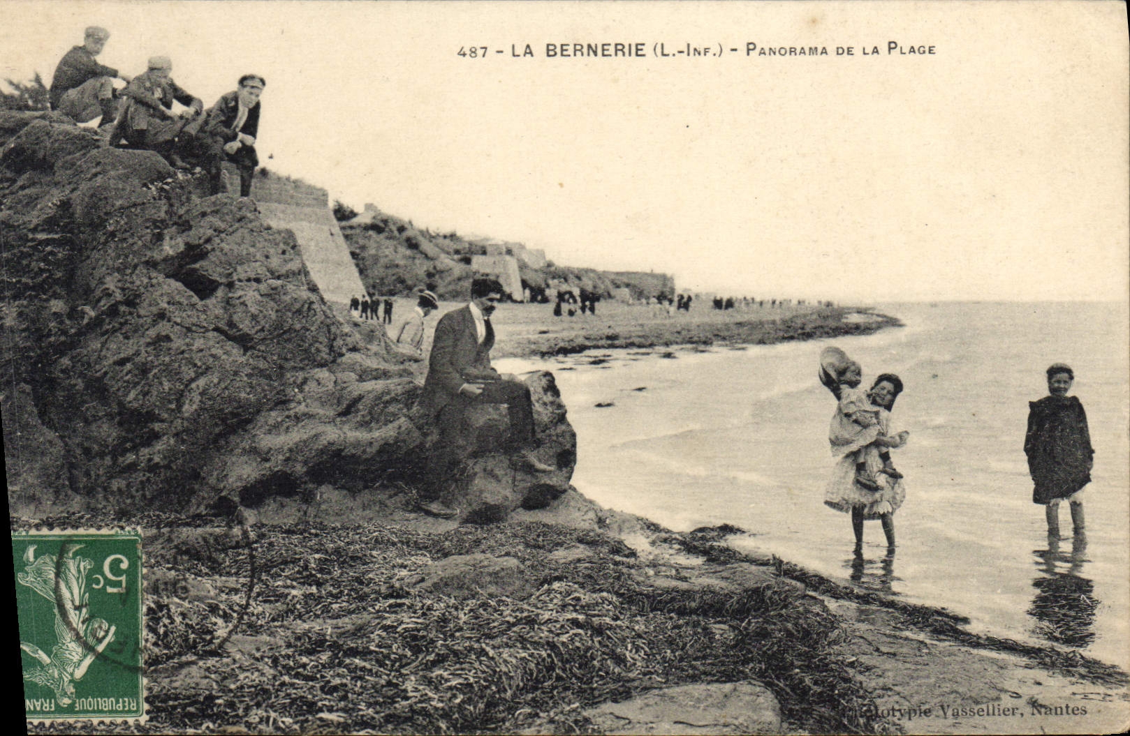CPA La Bernerie Panorama De La Plage