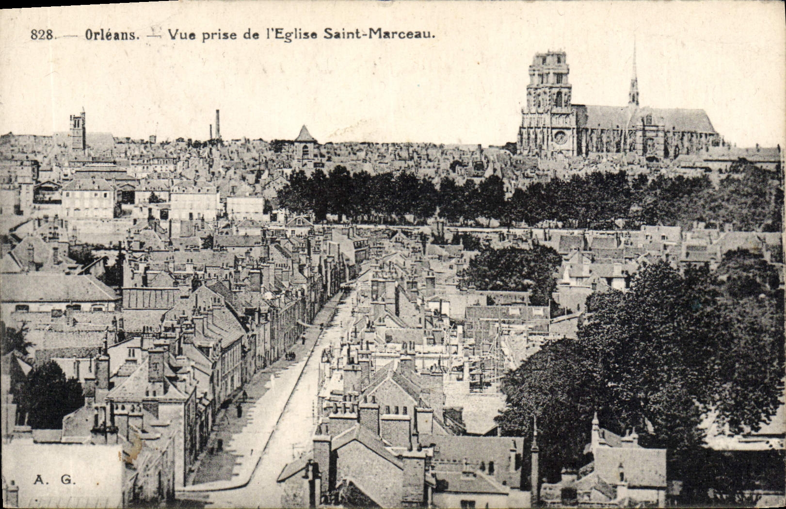 CPA Orleans Vue Prise De I'Eglise Saint Marceau