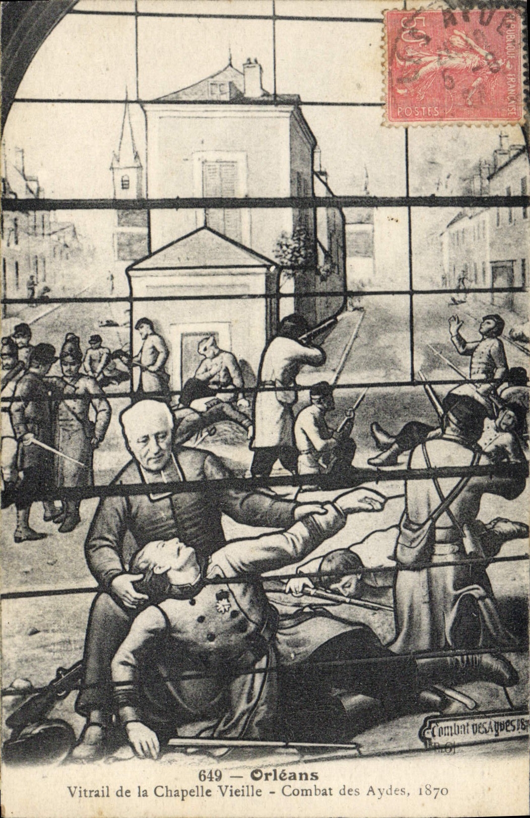 CPA Orleans Vitrail De La Chapelle Vieille combat des Aydes 1870