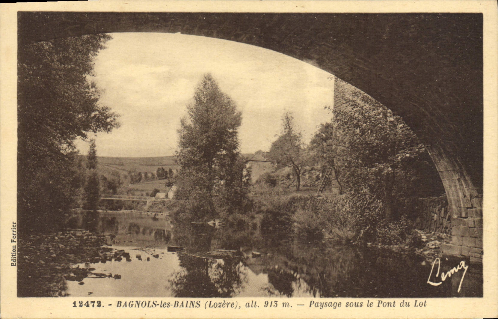 CPA Bagnols Les Bains sous le pont du Lot