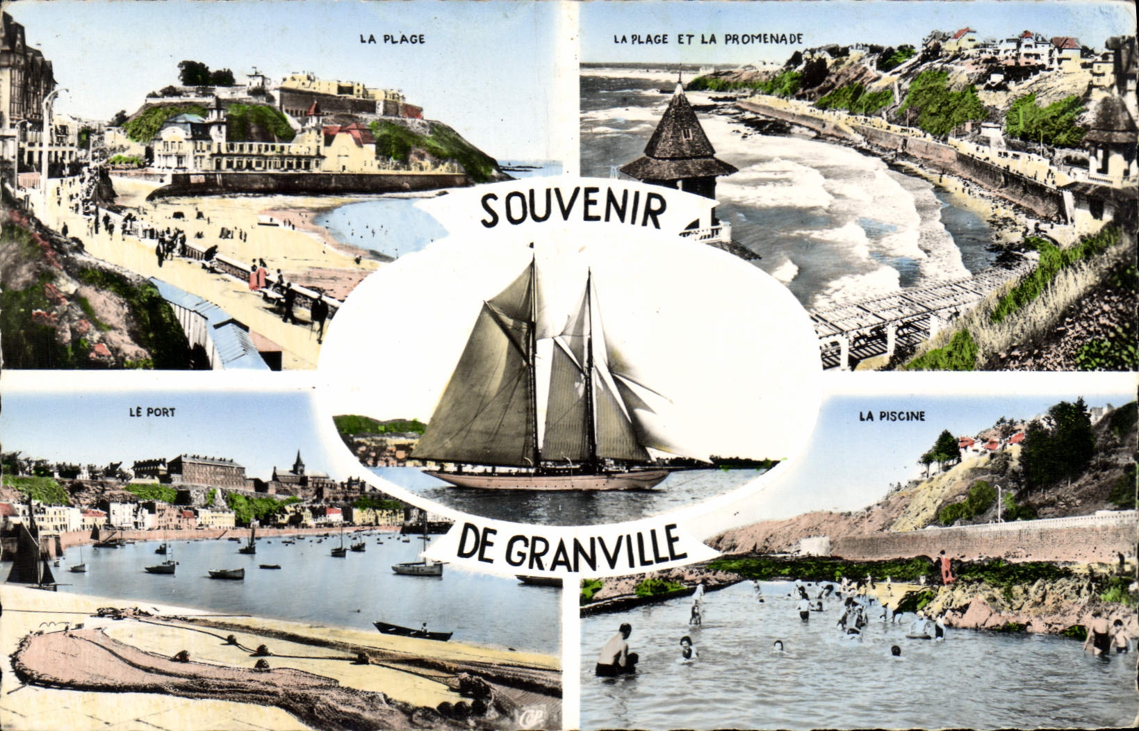 CPA Granville plage port piscine