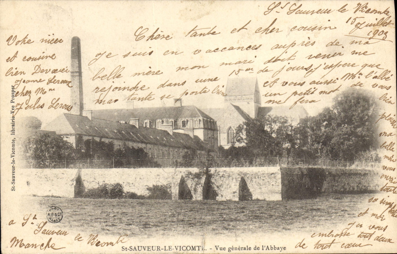 CPA St Sauveur Le Vicomte Vue Generale De I'Abbaye
