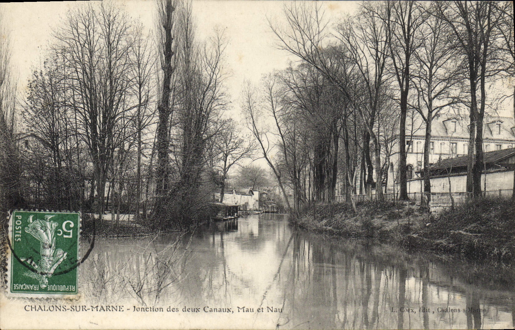 CPA Chalons Sur Marne jonction des deux canaux