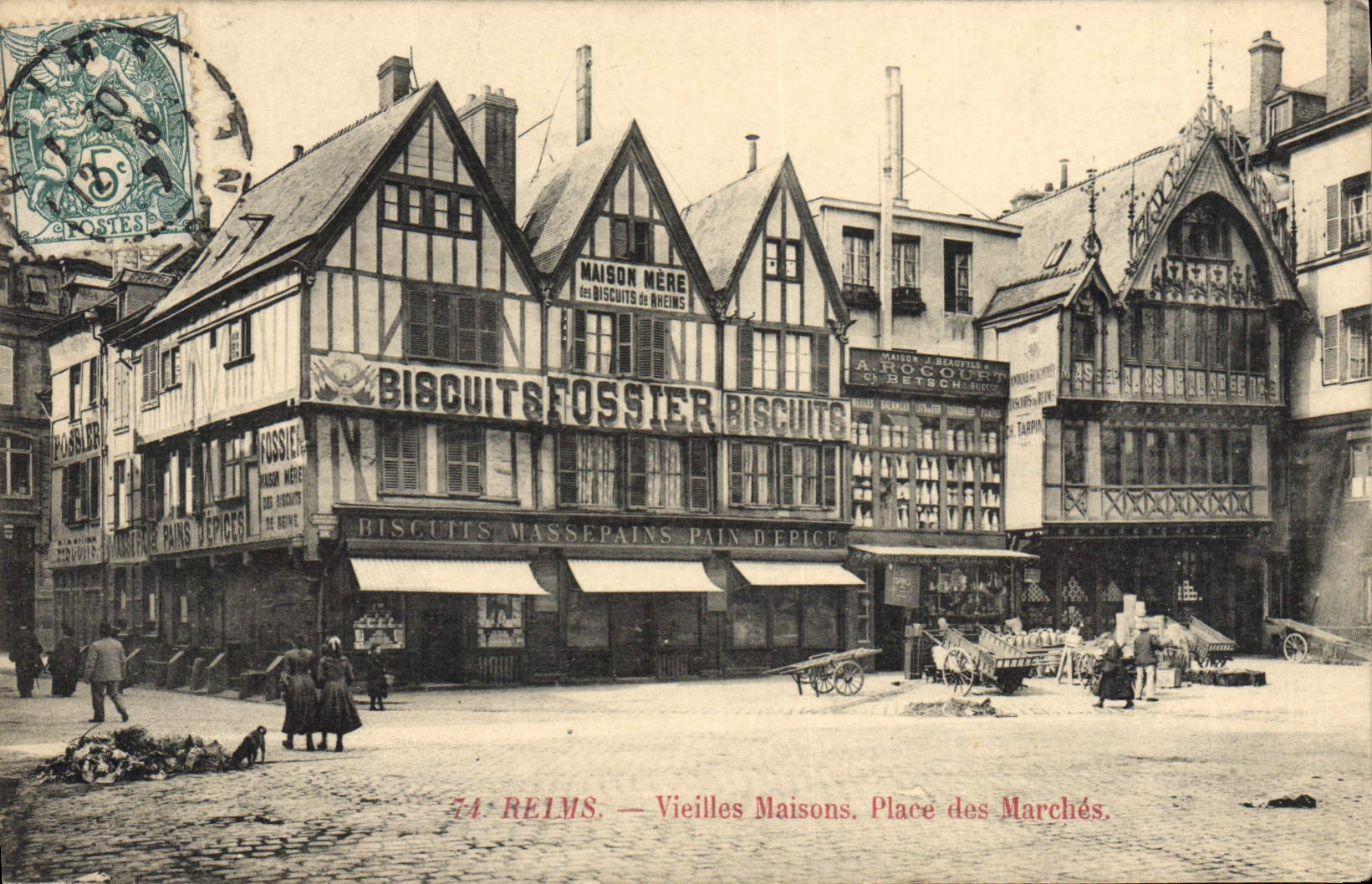 CPA Reims Vieilles Maisons Place Des Marches