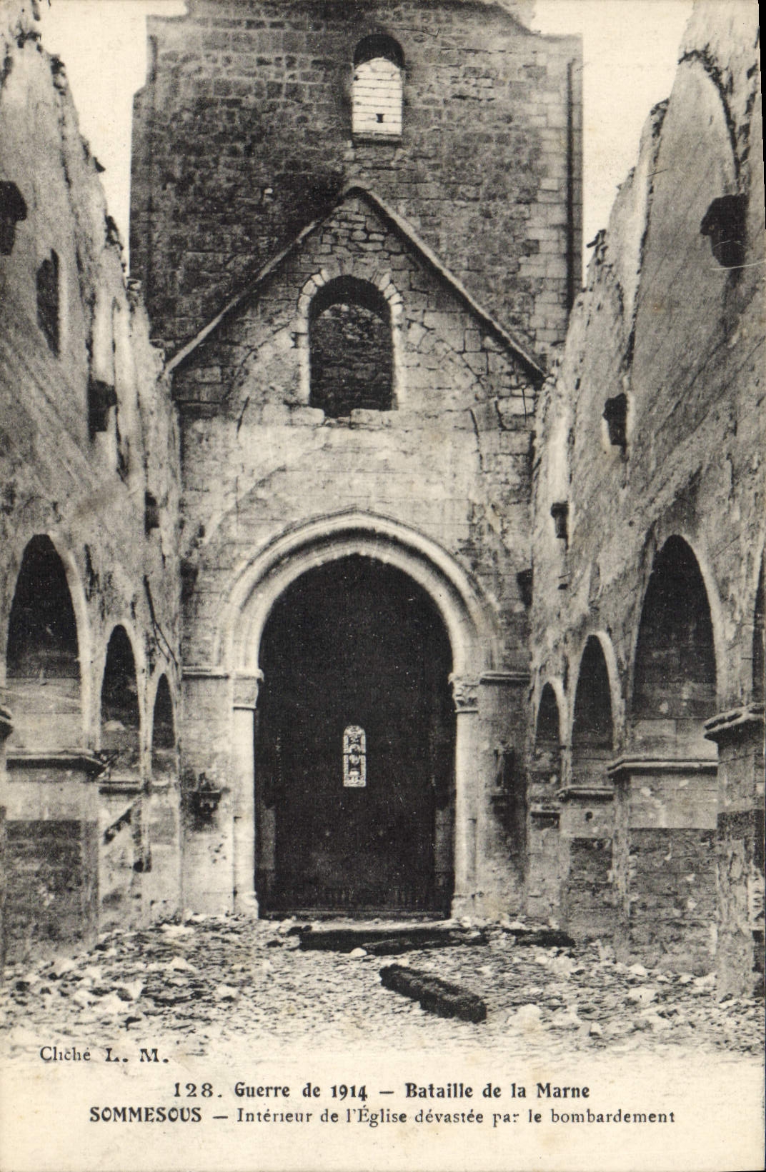 CPA Sommesous Interieur De I'Eglise Devastee