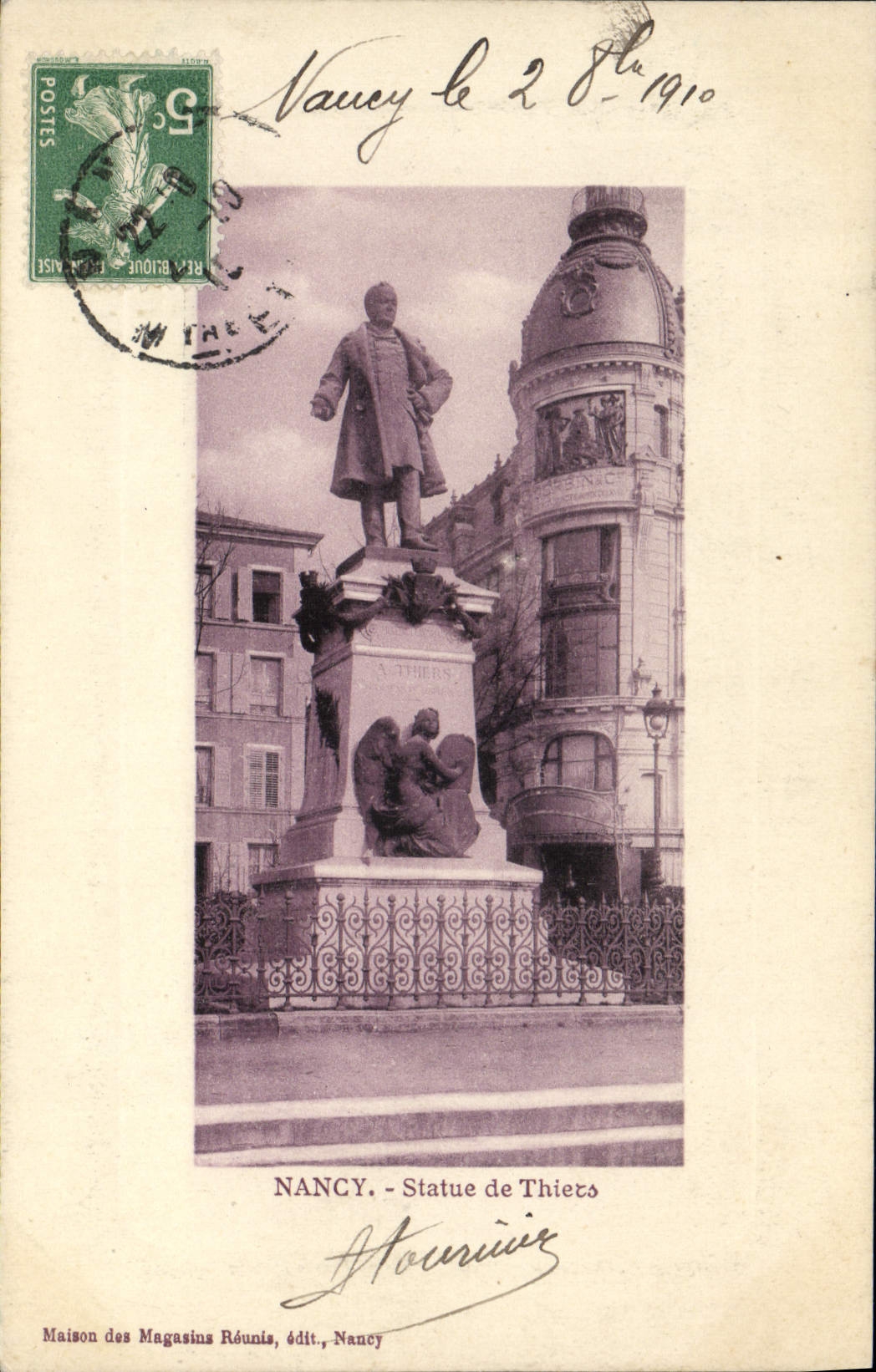 CPA Nancy statue de Thiers