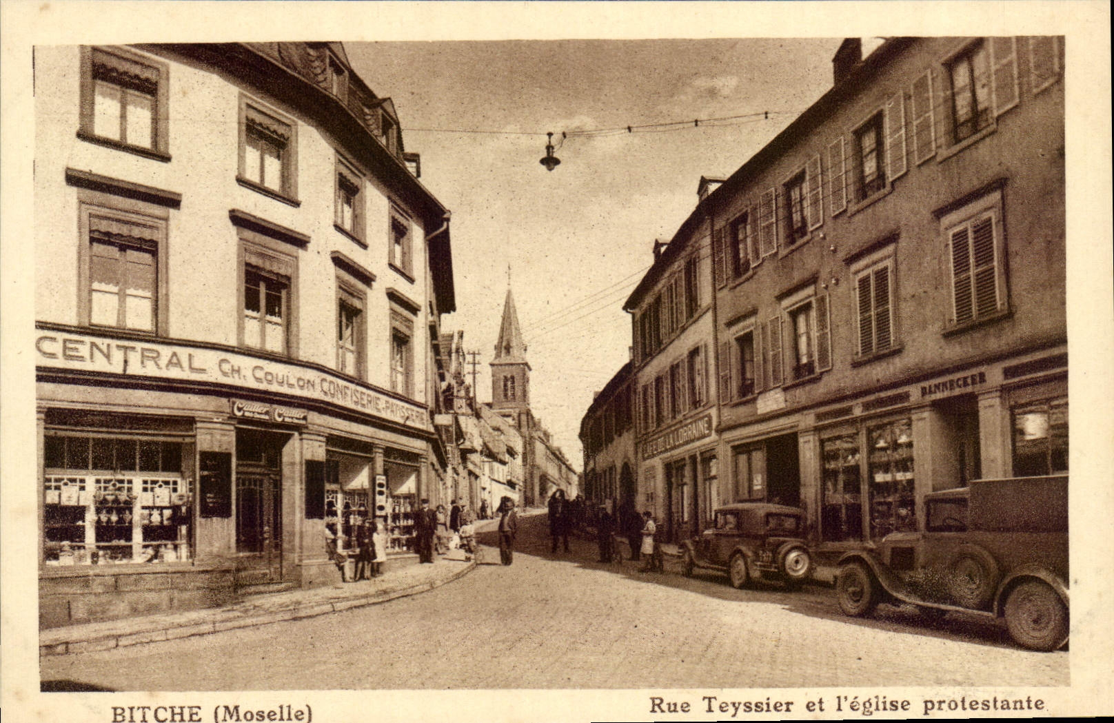 CPA Bitche Rue Teyssier Et I'Eglise Protestante