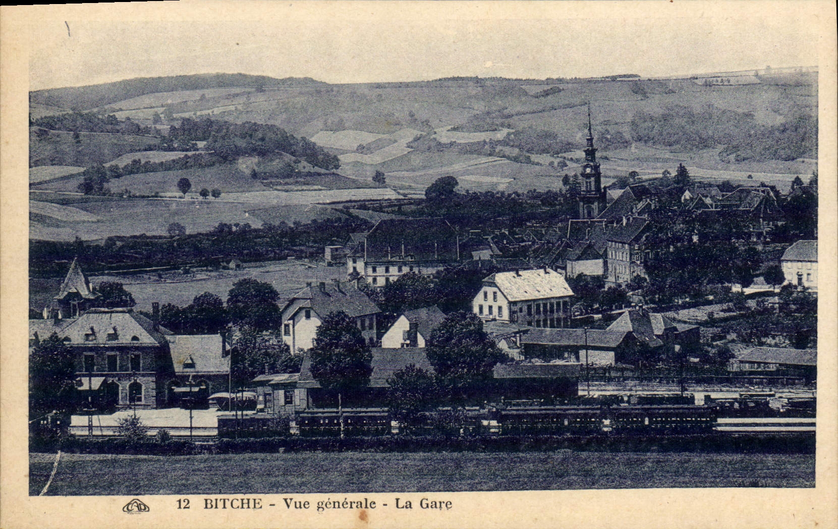 CPA Bitche Vue Generale La Gare