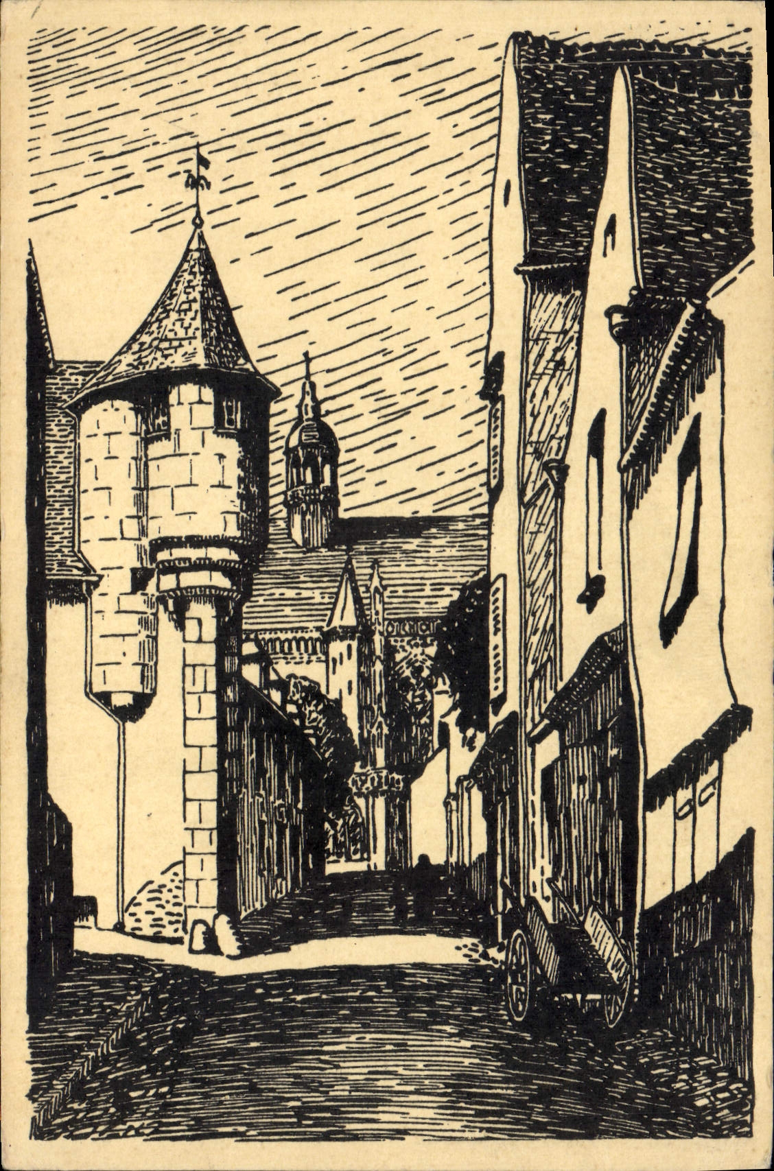 CPA Nevers rue de la cathédrale