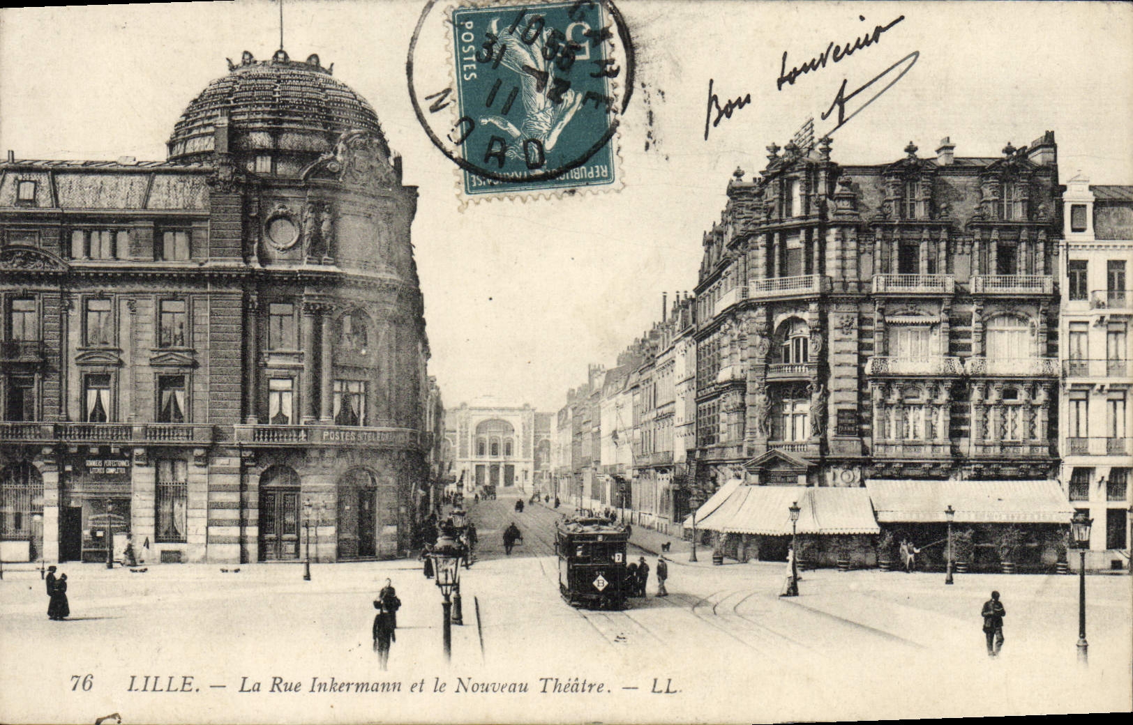 CPA Lille La Rue Inkermann Et Le Nouveau théâtre