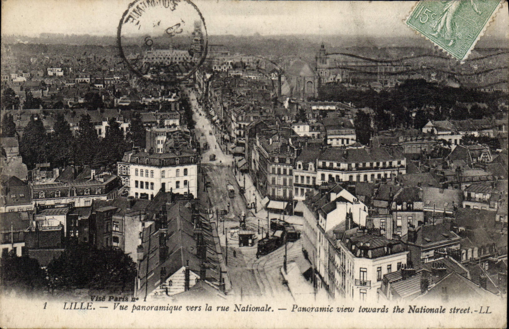 CPA Lille Vue Panoramique Vers La Rue Nationale