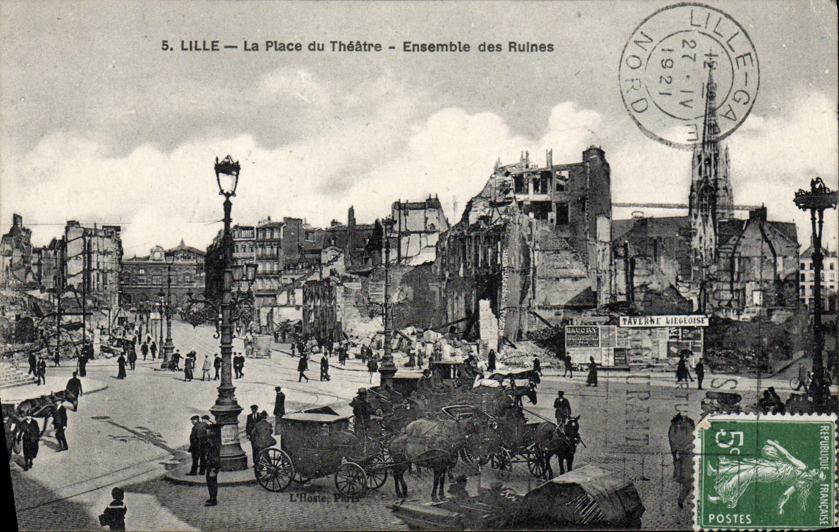 CPA Lille La Place Du Theatre Ensemble Des Ruines