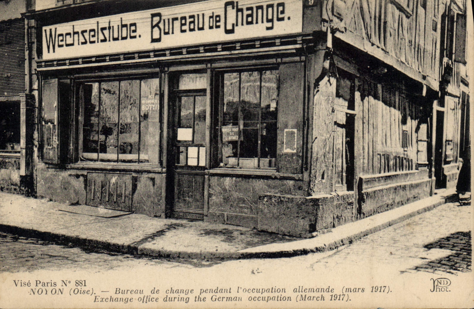 CPA Noyon Bureau De Change mars 1917