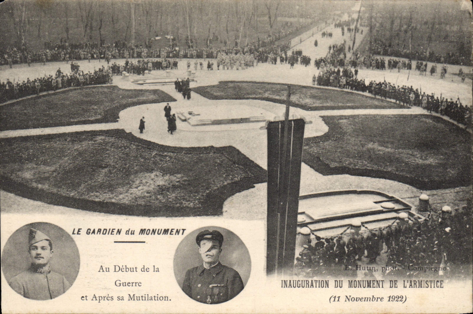 CPA gardien du monument Au Debut De La Guerre et après sa mutilation 11 novembre 1922