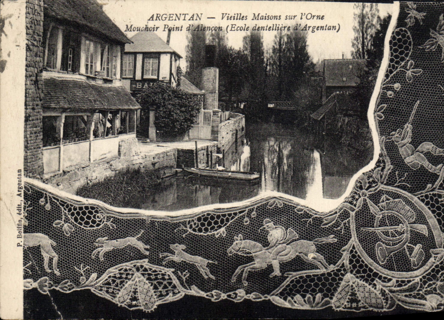 CPA Argentan Vieilles Maisons mouchoir