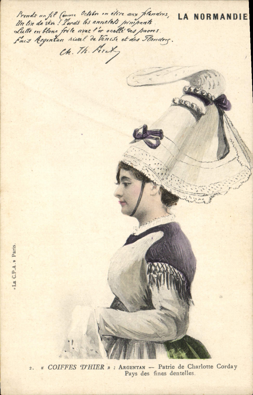CPA La Normandie Coiffes D'Hier Argentan Charlotte Corday