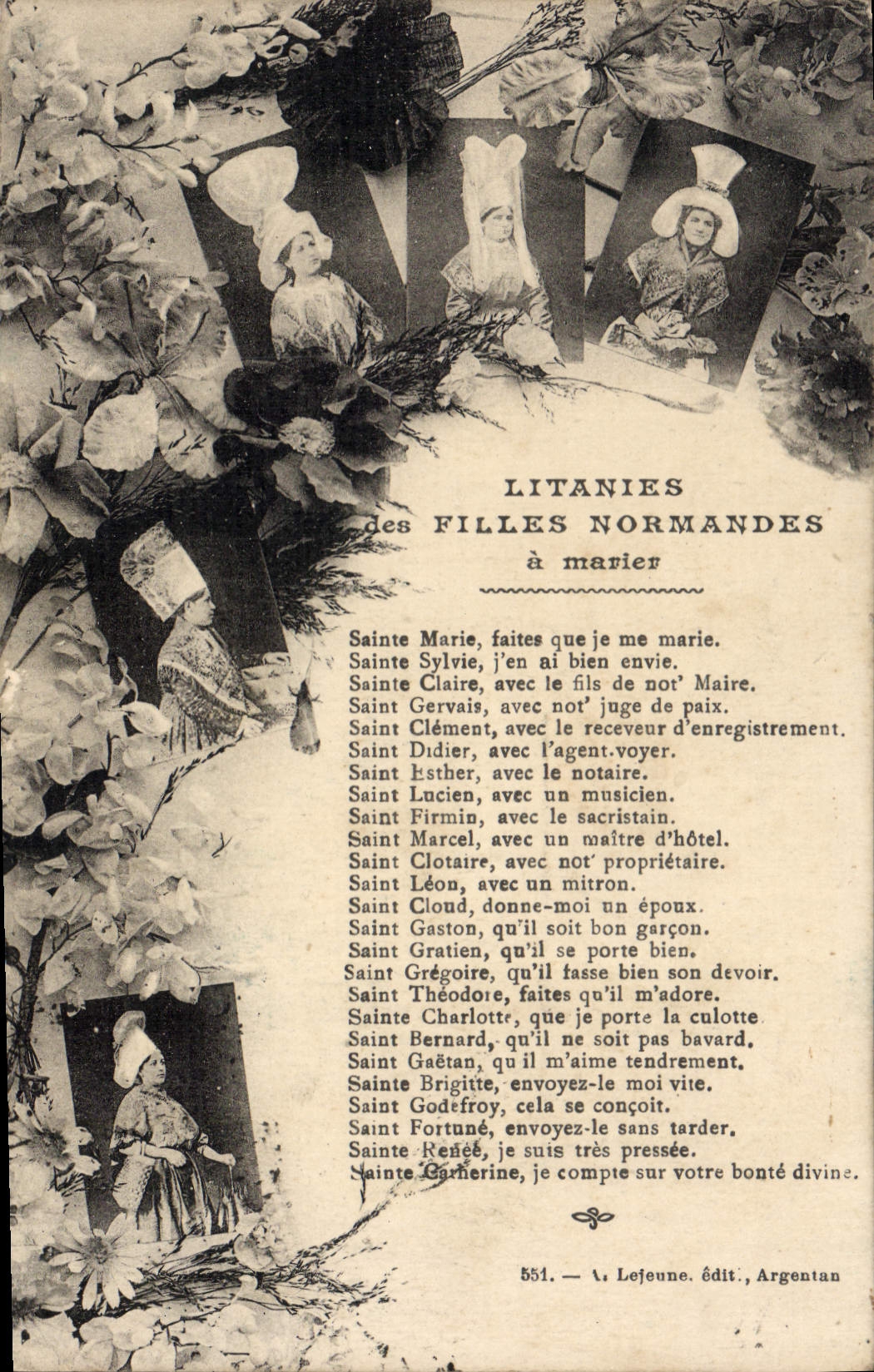 CPA Litanies Filles Normandes