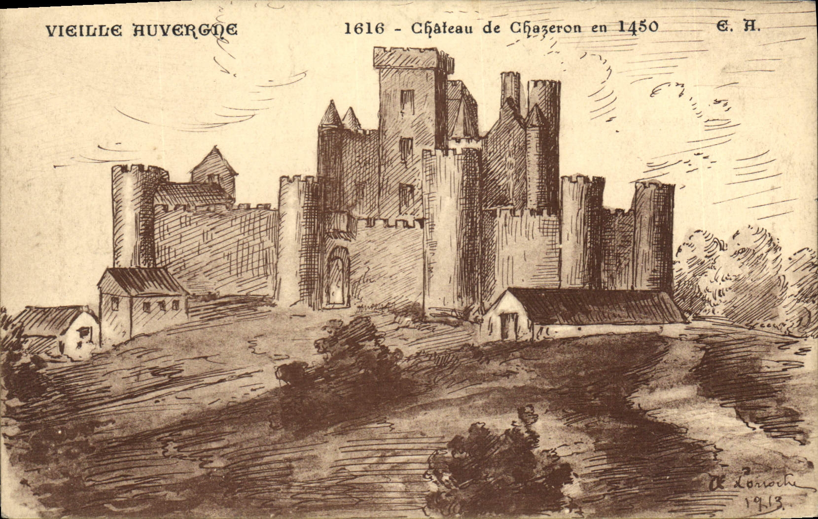 CPA Vieille Auvergne Chateau De Chazeron en 1450