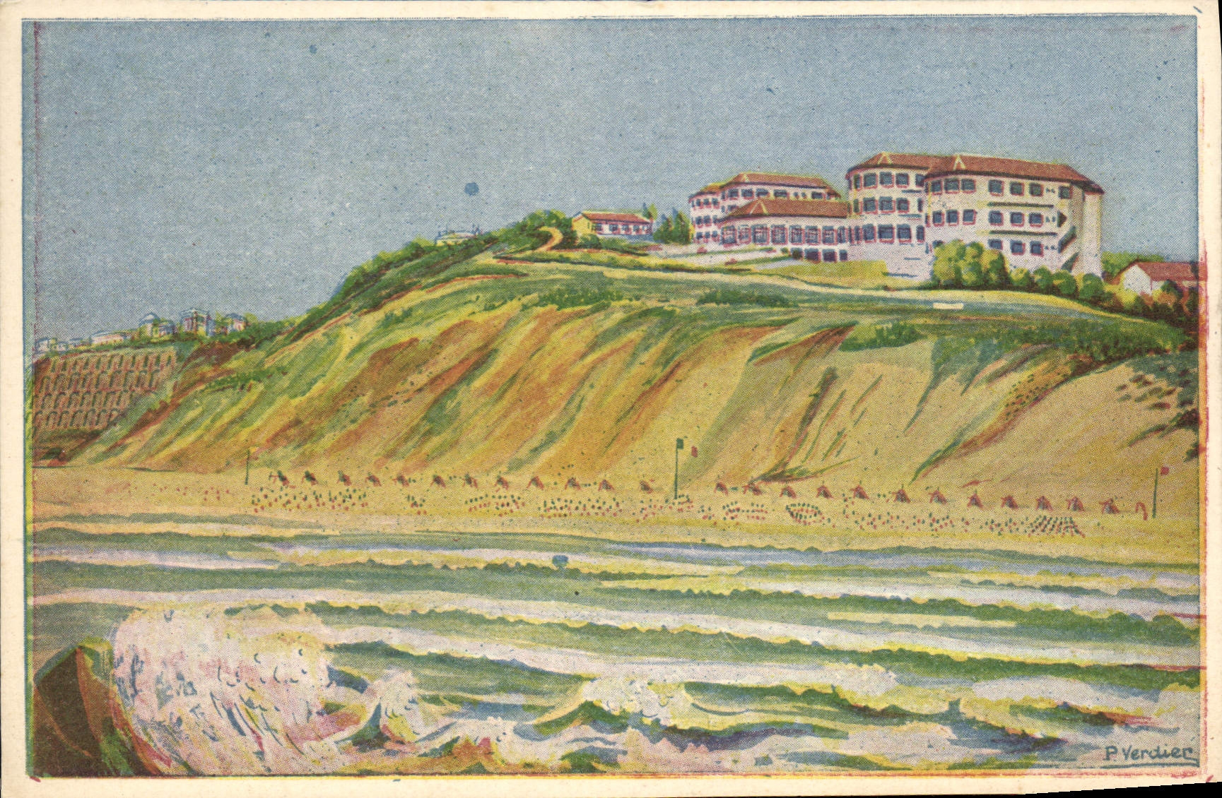 CPA Biarritz colonie de vacances de la Dordogne dessin P Verdier