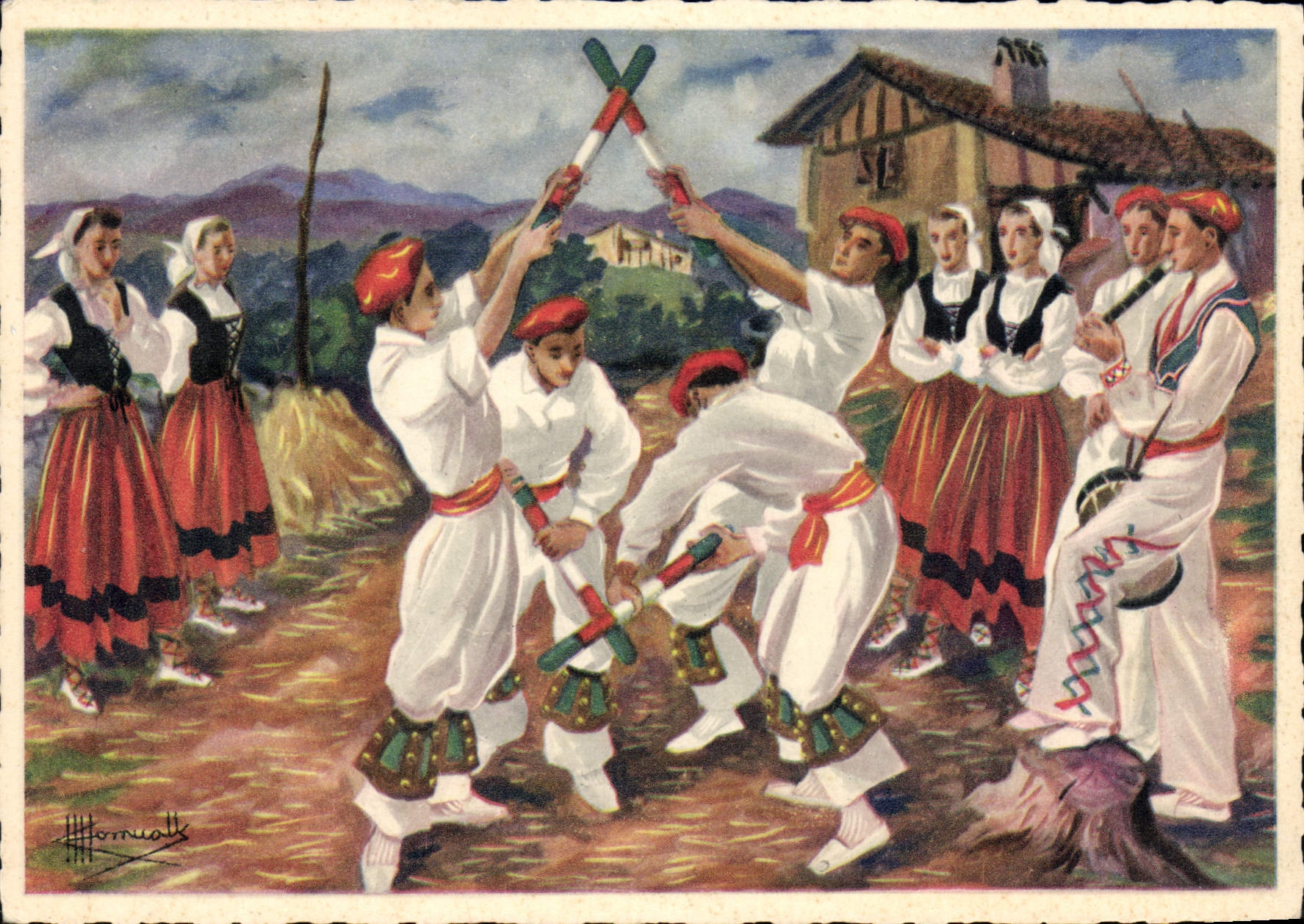 CPSM Danse Des Gros Batons bûcherons
