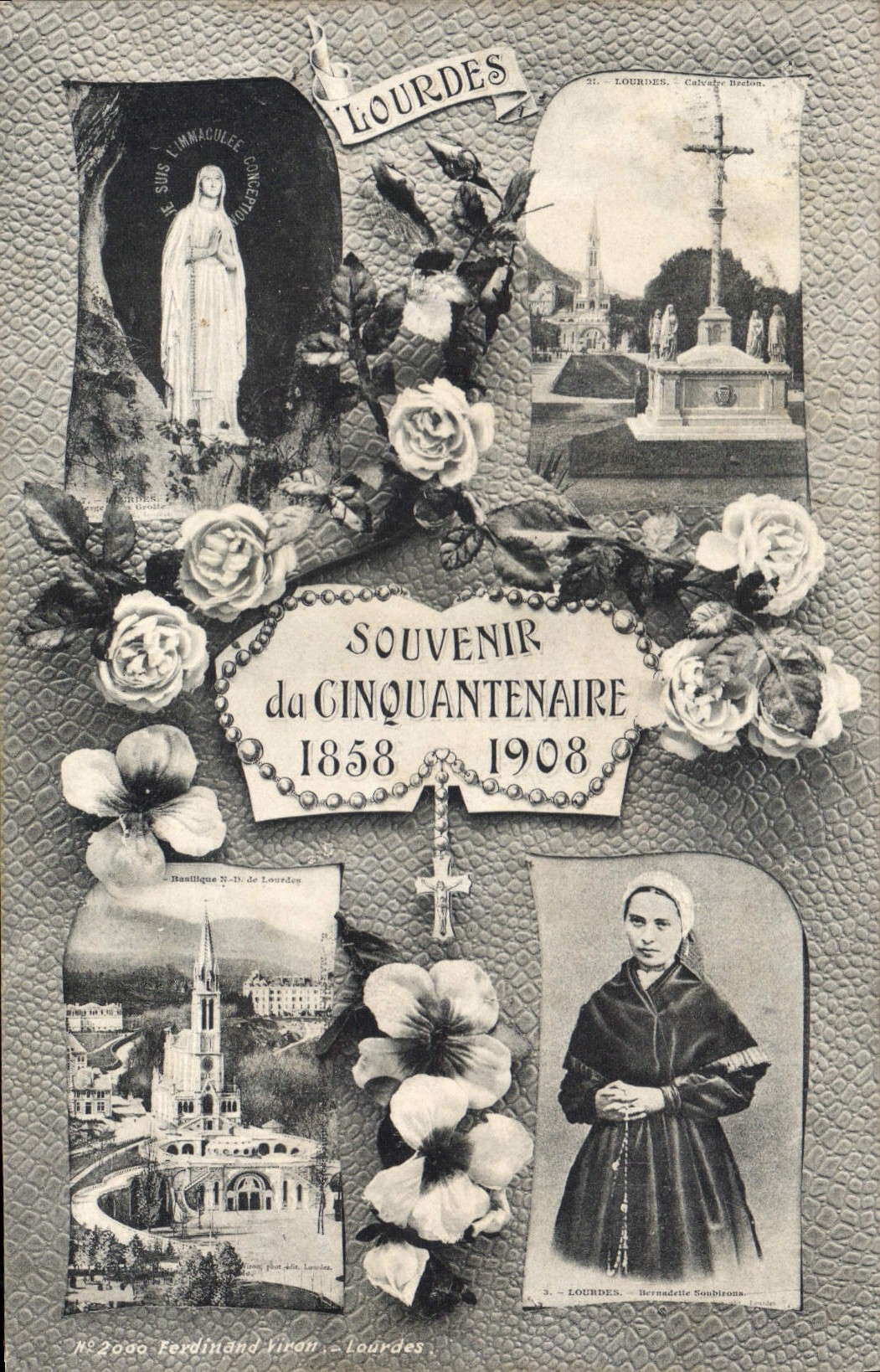 CPA Lourdes souvenir du cinquantenaire 1858 1908