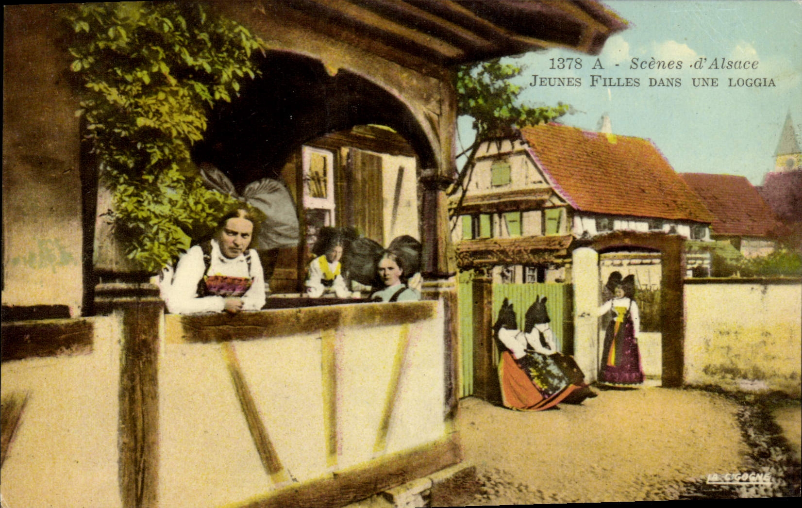 CPA Scenes D'Alsace Jeunes Filles Dans Une Loggia