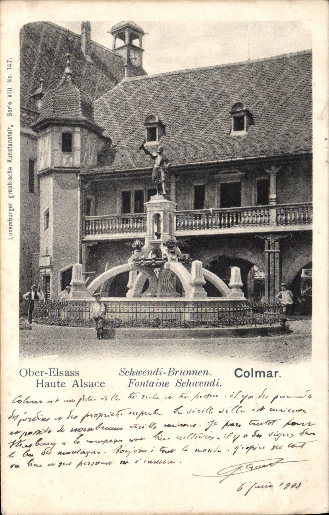 CPA Colmar fontaine Scwendi Haute Alsace