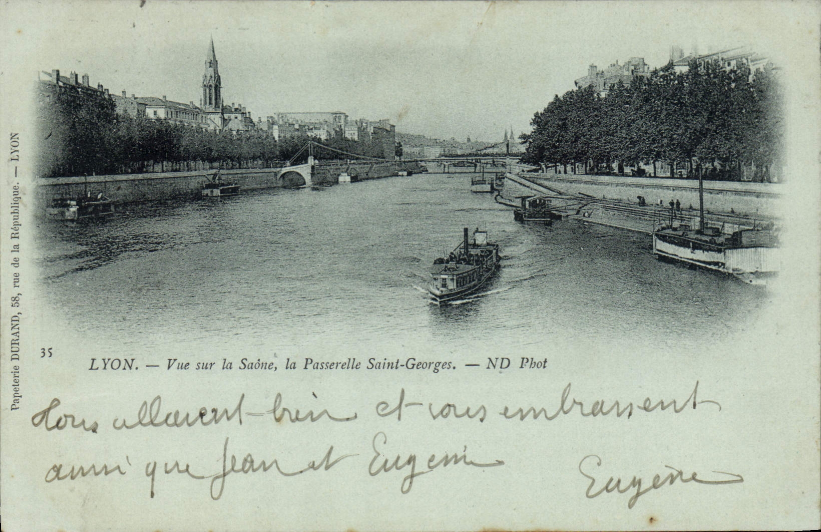 CPA Lyon Vue Sur La Saone La Passerelle Saint-georges