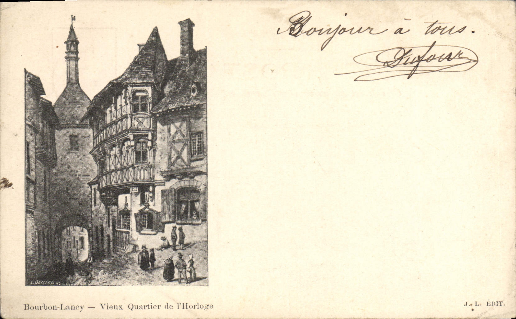 CPA Bourbon Lancy Vieux Quartier De I'Horloge