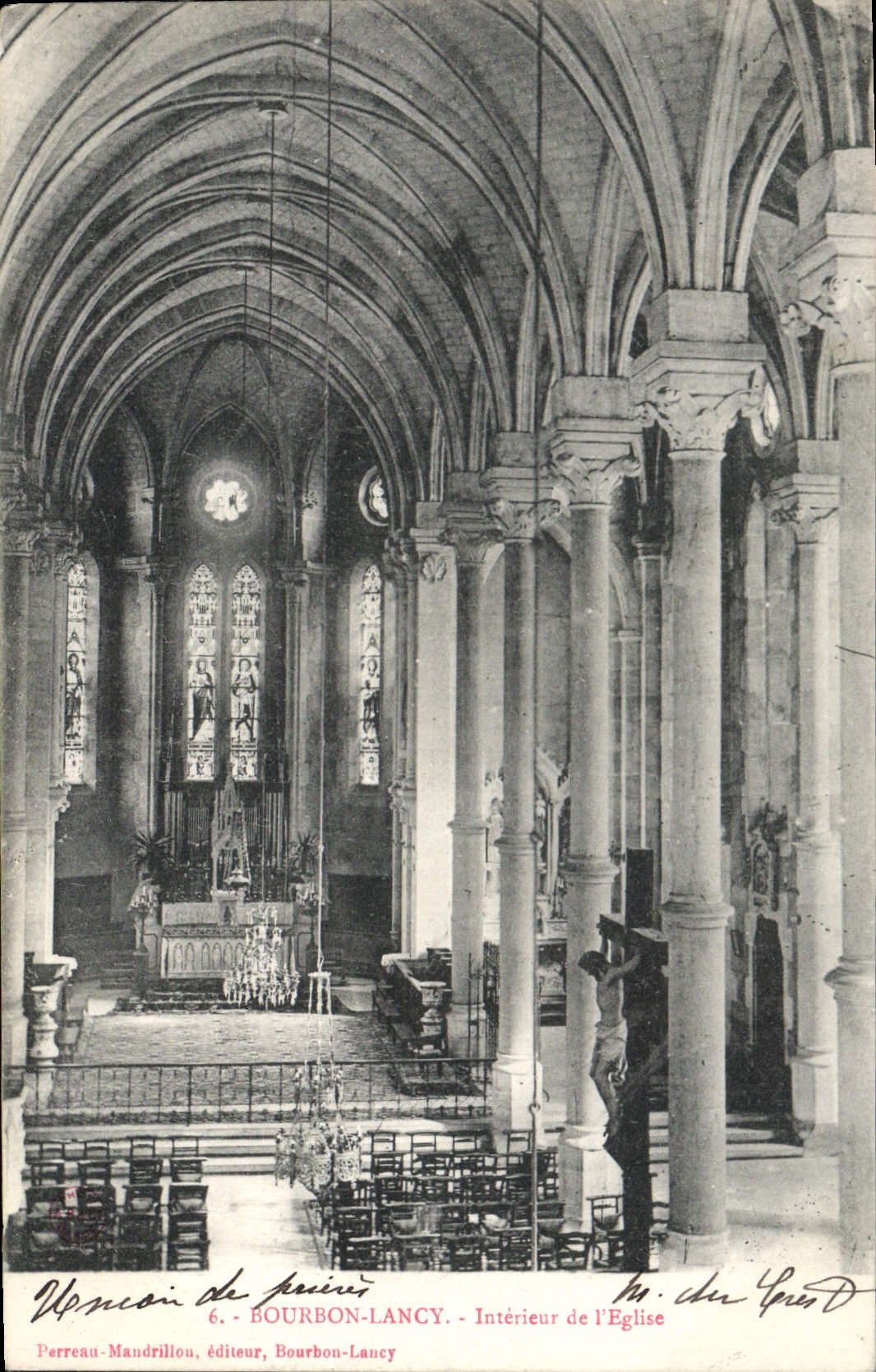 CPA Bourbon Lancy Interieur De I'Eglise