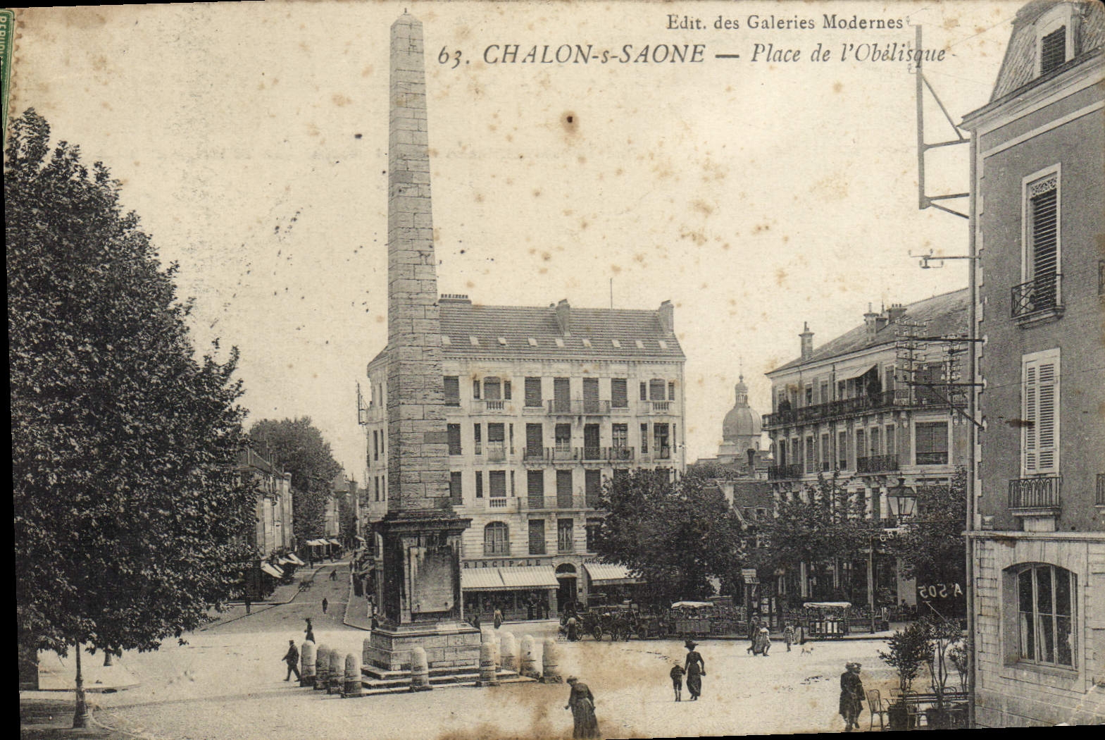 CPA Chalon Sur Saone Place De I'Obelisque