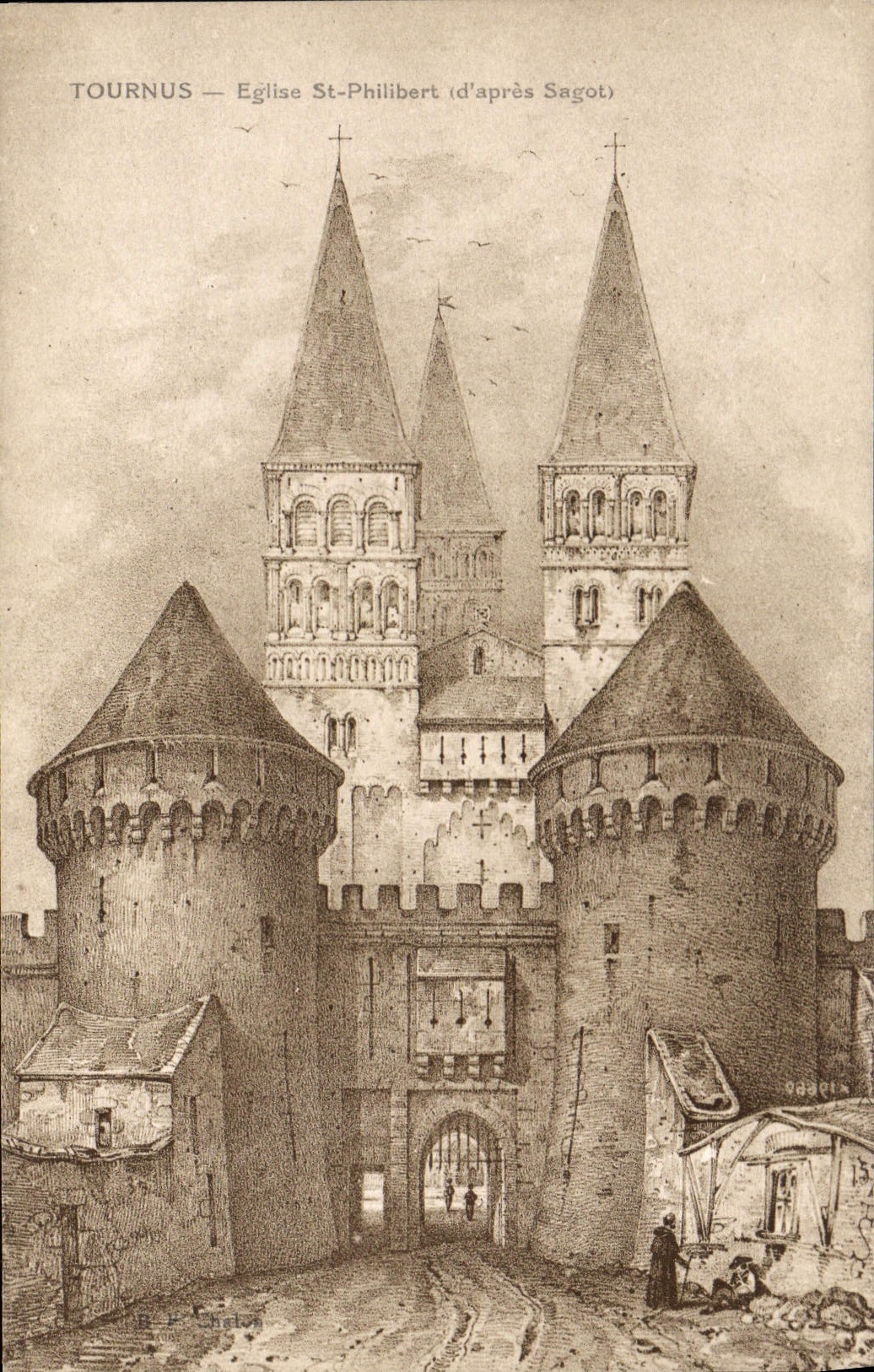 CPA Tournus Eglise St Philibert d'après Sagot