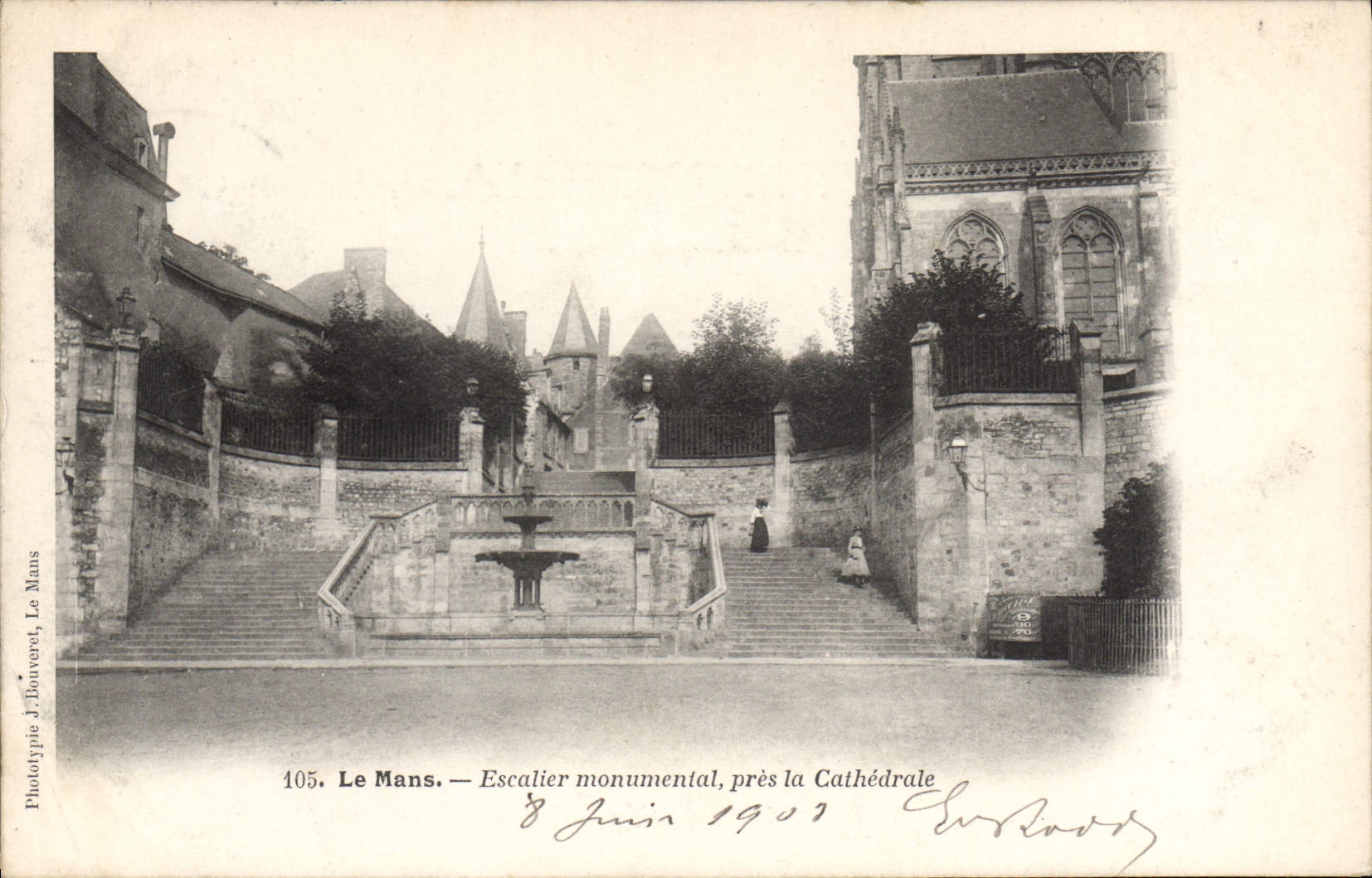 CPA Le Mans Escalier Monumental Pres La Cathedrale