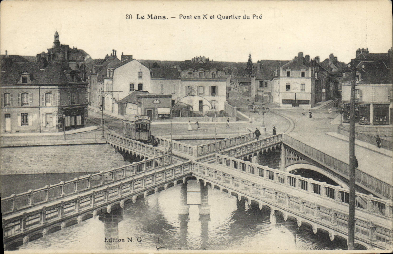 CPA Le Mans Pont En X Et Quartier du pré