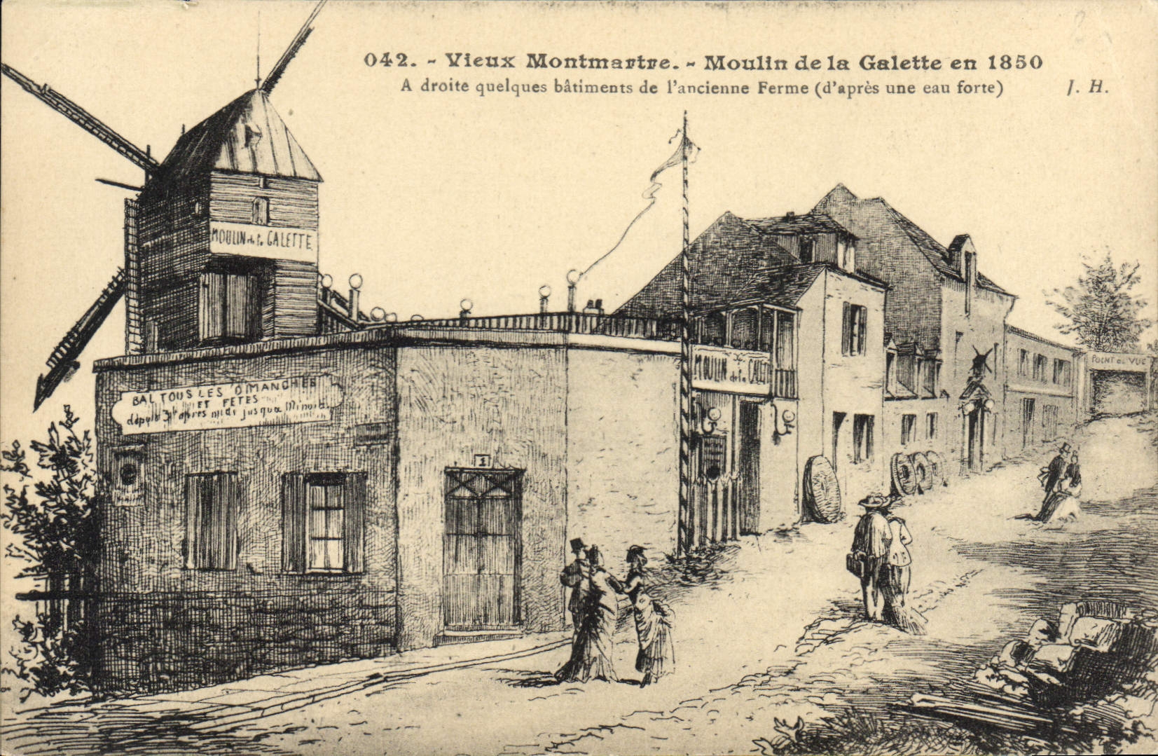 CPA Vieux Montmartre Moulin De La Galette en 1850