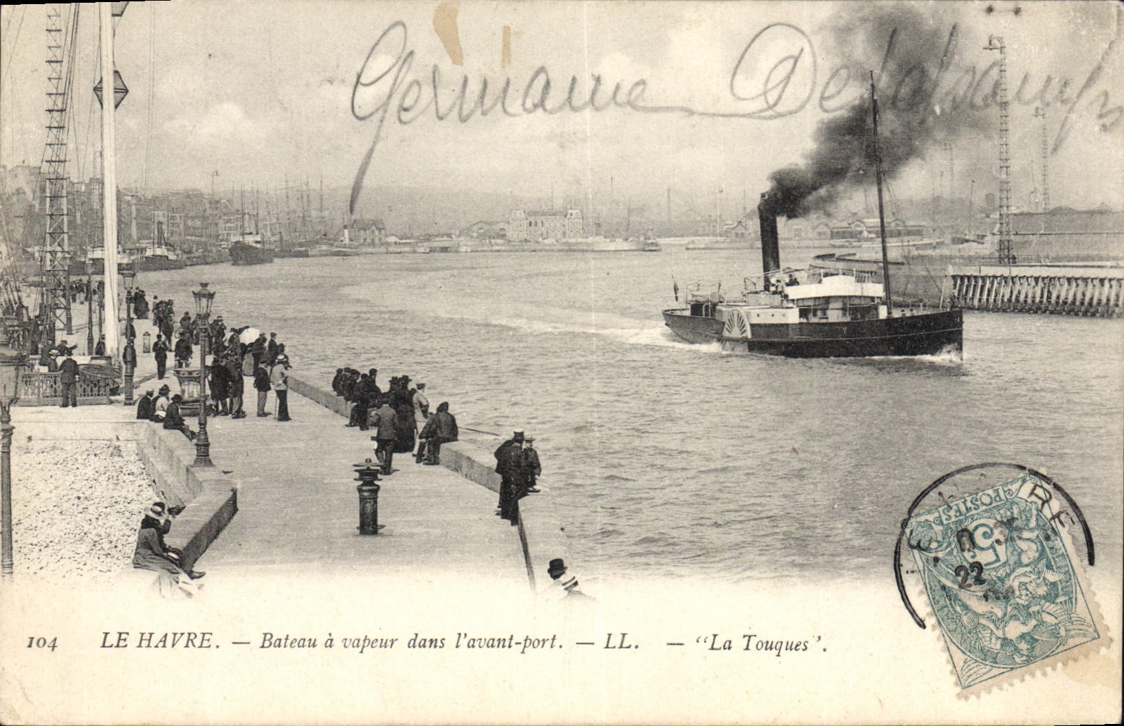 CPA Le Havre Bateau A Vapeur Dans I'Avant Port La Touques