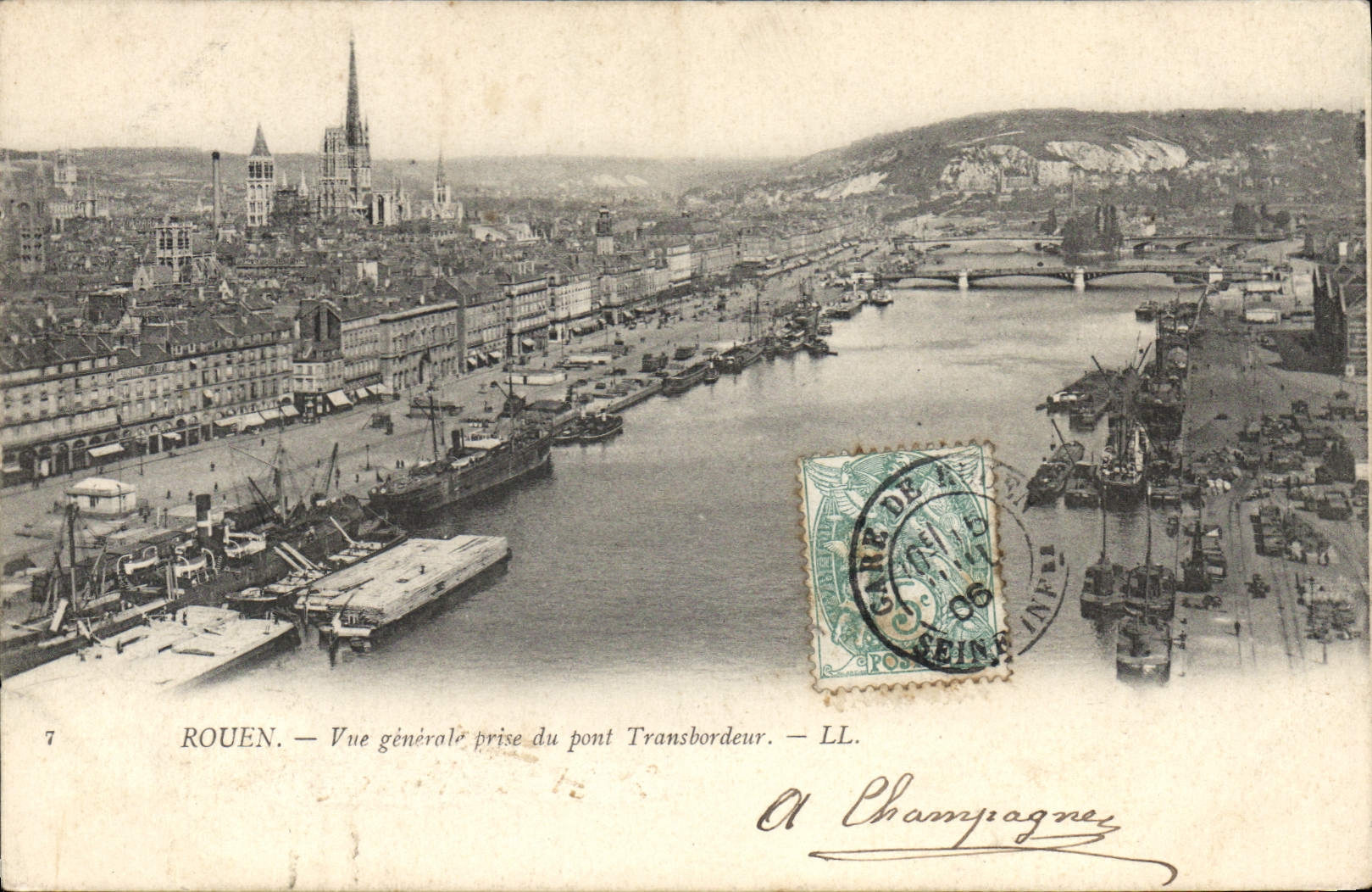CPA Rouen Vue Generale Prise Du Pont transbordeur