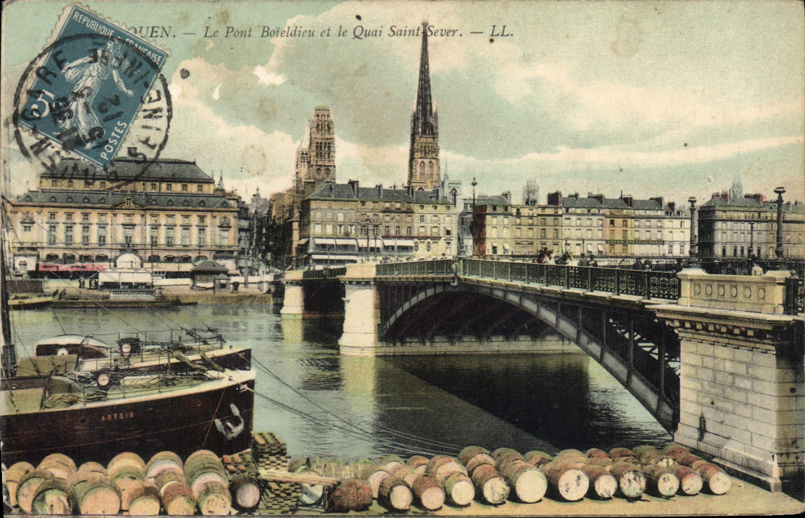 CPA Rouen Le Pont Boïeldieu Et Le Quai Saint Sever