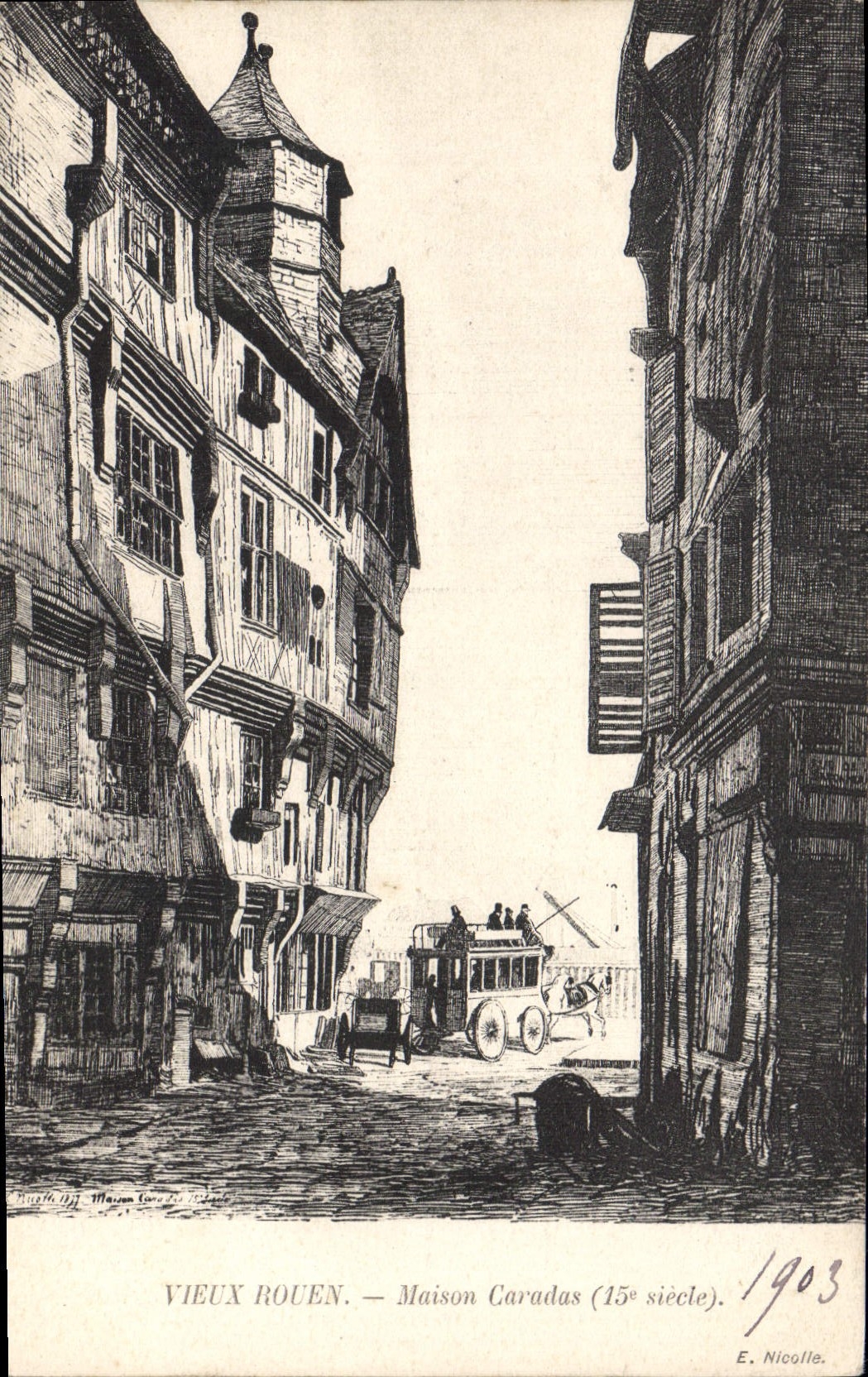 CPA Rouen Maison Caradas 15ème siècle