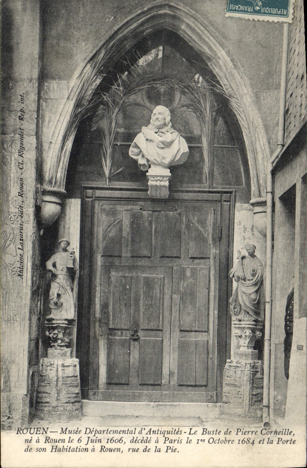 CPA Rouen Musee Departemental D'Antiquites Le Buste De Pierre Corneille le 6 juin 1606