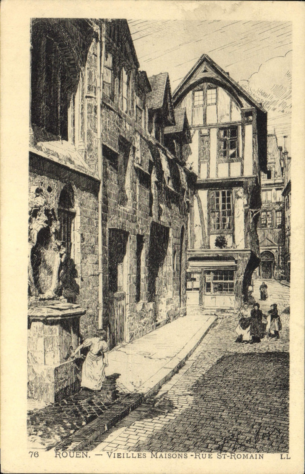 CPA Rouen Vieilles Maisons Rue St Romain